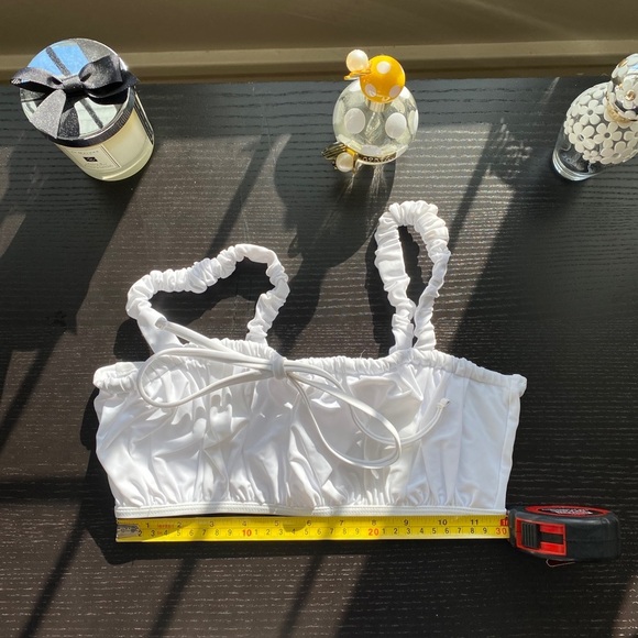 Zaful Ruched Elastic Straps Tie Bathing Suit Top - Picture 8 of 12